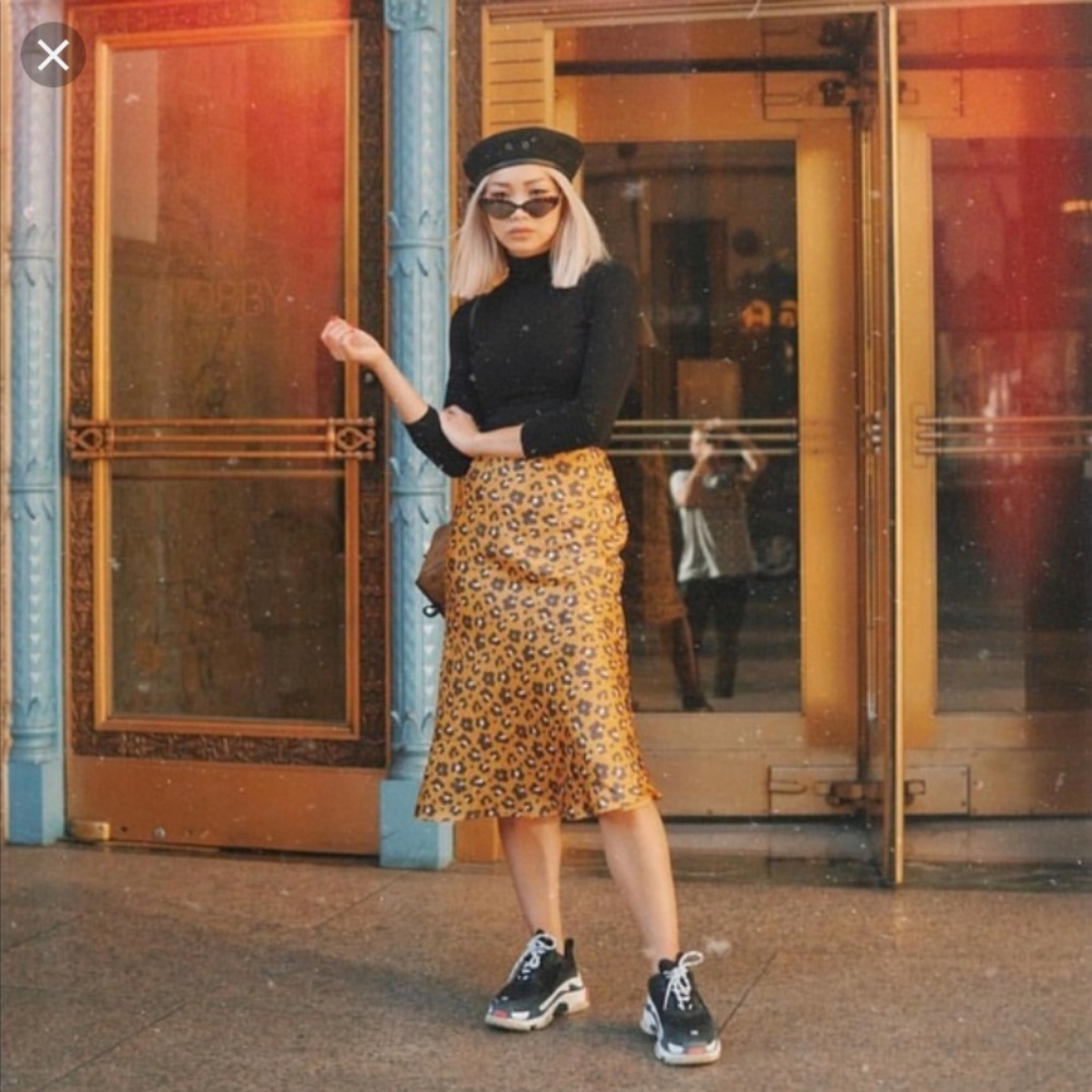UO 4sienna | Quinn Animal Print Satin Skirt